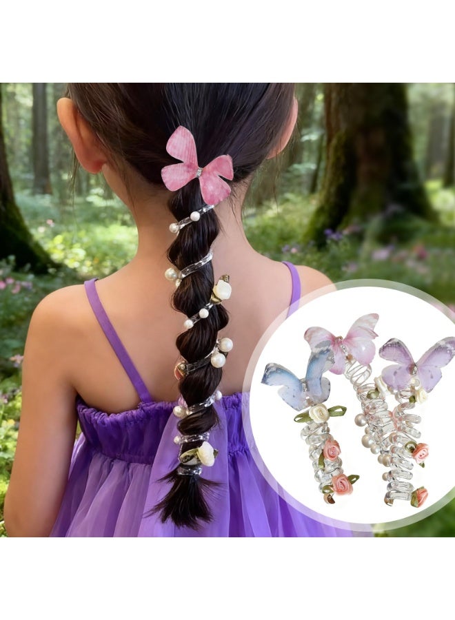 4PC Pearl Butterfly Telephone Wire Hair Ties – Spiral Elastic Bubble Ponytail Hair Bands for Women & Girls, No Damage, Soft & Stretchy Hair Accessories for High Ponytails and Braids - Image 5